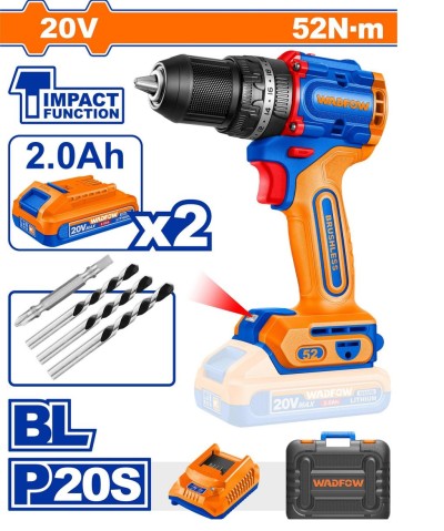 WADFOW  PARAFUZADEIRA DE IMPACTO SEM ESCOVAS COMPACTA 20V  WCDP5281 Total Herramientas Oficial
