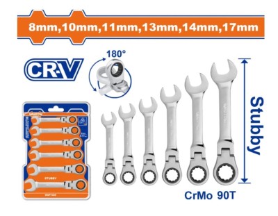 WADFOW CONJUNTO DE CHAVE DE CATRACA CURTAS AJUSTÁVEIS WSP7406 6PCS Total Herramientas Oficial