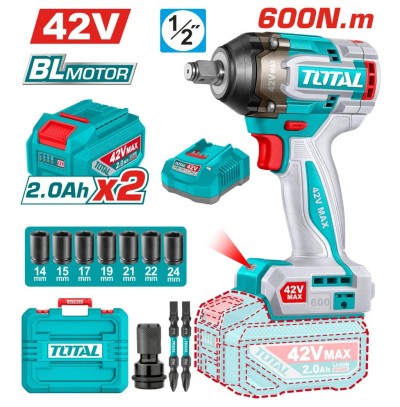 TOTAL CHAVE DE IMPACTO TIWLI42602 42V  60K  2BAT Total Herramientas Oficial