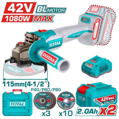 TOTAL ESMERILHADORA ANGULAR 42V  TAGLI4108112  1080W Total Herramientas Oficial