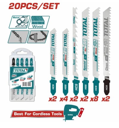 TOTAL LÂMINA DE SERRA PARA MADEIRA E METAL 20PCS   TAC2001  Total Herramientas Oficial