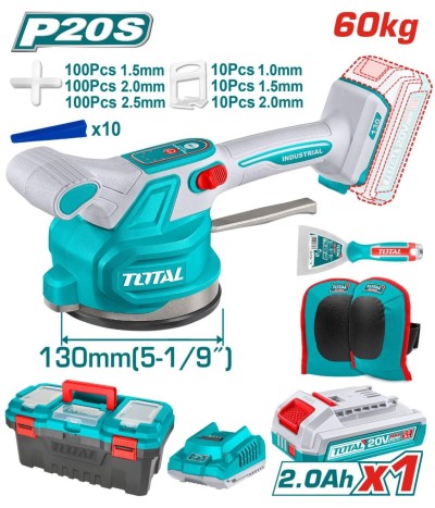 TOTAL KIT DE MÁQUINA VIBRADORA INALÁMBRICA PARA AZULEJOS TTVLI20015 Total Herramientas Oficial