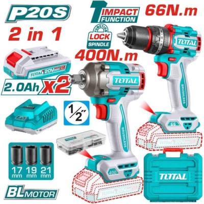 TOTAL COMBO FURADEIRA + CHAVE DE IMPACTO TCKLI20275 Total Herramientas Oficial