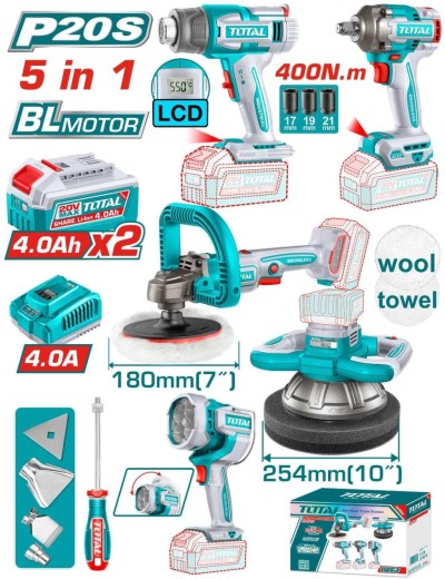 TOTAL COMBO 20V 5PCS  TOSLI250592 Total Herramientas Oficial