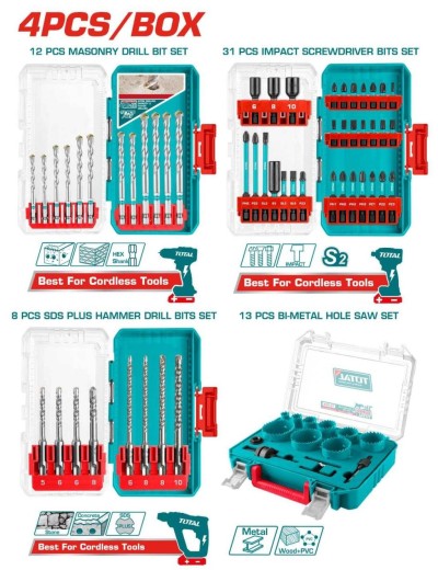 TOTAL COMBO DE BROCAS 4PCS  TOS26068 Total Herramientas Oficial