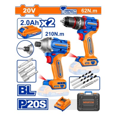 WADFOW  COMBO 2PCS FURADEIRA  +PARAFUSADEIRA  20V  UWCK20277 Total Herramientas Oficial