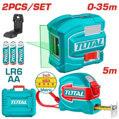 TOTAL COMBO NIVEL LASER  + FITA MÉTRICA  2PCS TLL680081 Total Herramientas Oficial