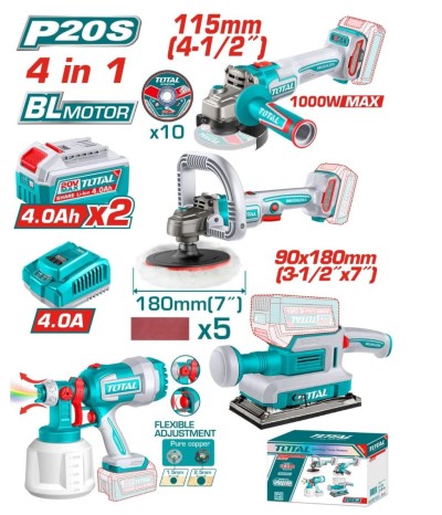 TOTAL COMBO 4PCS 20V  TOSLI250696 Total Herramientas Oficial