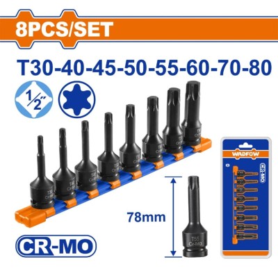 WADFOW  SOQUET DE IMPACTO TORX 8PCS CRMO  WMS4408   Total Herramientas Oficial