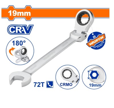 WADFOW  CHAVE COMBINADA COM CATRACA FLEXÍVEL 19 WSP6119  Total Herramientas Oficial