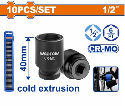 WADFOW SOQUET DE IMPACTO 10PCS1/2 CRMO WMSD201  Total Herramientas Oficial