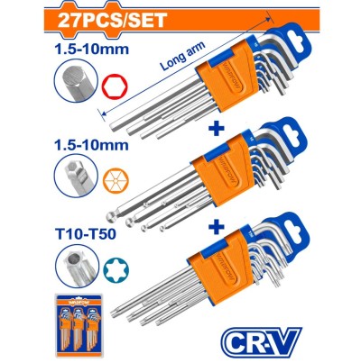 WADFOW KIT CHAVE 27PCS HEX/BALL/TORX  WHK5203 Total Herramientas Oficial