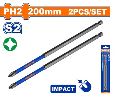 WADFOW BROCAS DE CHAVE DE FENDA DE IMPACTO  2PCS 200MM  WSV5K65 Total Herramientas Oficial
