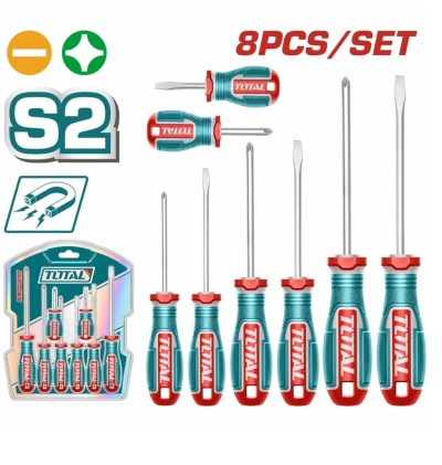 TOTAL KIT CHAVES DE  FENDA MAGNÉTICO CR-V 8PCS  TKSDS0826  Total Herramientas Oficial