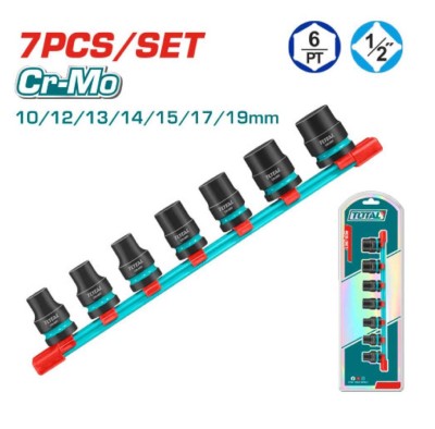 TOTAL KIT DE SOCKET DE IMPACTO 1/2DR. 7PCS  THKISD12073  Total Herramientas Oficial