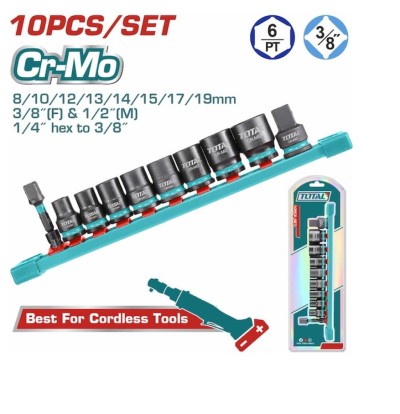 TOTAL  SOQUET DE IMPACTO PROFUNDOS 10PCS 3/8  THKISD38106L  Total Herramientas Oficial