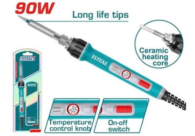TOTAL  FERRO DE SOLDAR ELÉTRICO COM CONTROLE DE TEMPERATURA 90W  TET01608 Total Herramientas Oficial