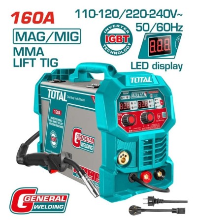 TOTAL MÁQUINA DE SOLDA MAG/MIG /MMA /TIG 160A UTMGT16058 Total Herramientas Oficial