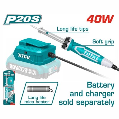 TOTAL FERRO DE SOLDA ELETRICO 20V  TSILI2001 Total Herramientas Oficial