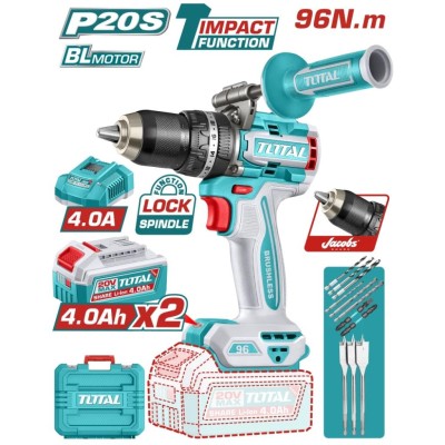 TOTAL PARAFUSADEIRA DE IMPACTO 20V 96NM  UTIDLI209686 MOTOR SEM ESCOVAS Total Herramientas Oficial