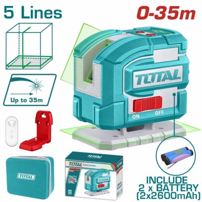 TOTAL NÍVEL A LASER VERDE 5 LINHAS TLL306502 Total Herramientas Oficial