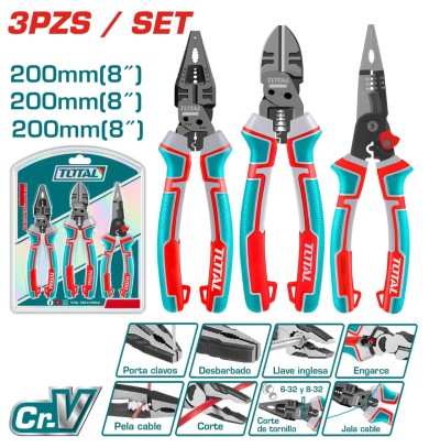 TOTAL CONJUNTO DE ALICATES MULTIFUNCIONAIS 3PCS  THT2MK231 Total Herramientas Oficial