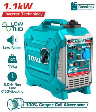 TOTAL GENERADOR A GASOLINA ULTRA SILENCIOSO 1200W  TP515006 Total Herramientas Oficial