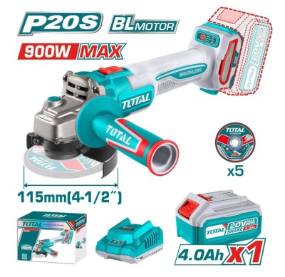 TOTAL ESMIRILHADEIRA 20V UTAGLI261521 900W MOTOR SEM ESCOVAS Total Herramientas Oficial