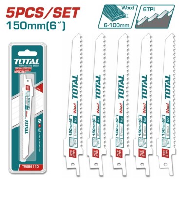 TOTAL LÂMINAS DE SERRA RECÍPROCA PARA MADEIRA 5PCS  TRSB611D Total Herramientas Oficial