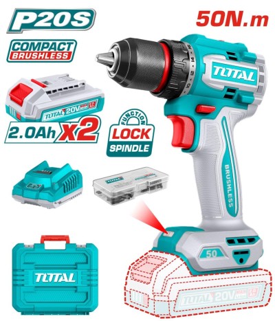 TOTAL PARAFUSADEIRA COMPACTA  20V  50NM  UTDLI205062 MOTOR SEM ESCOVAS Total Herramientas Oficial