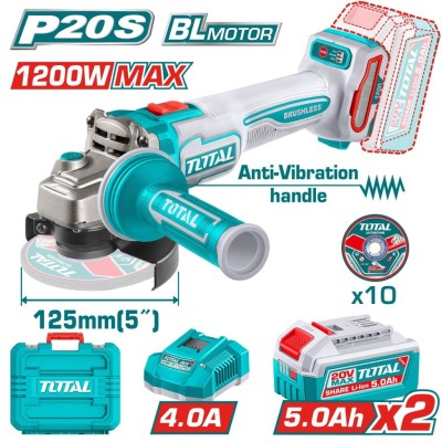 TOTAL LIXADEIRA 20V  TAGLI2120272 MOTOR SEM ESCOVAS  Total Herramientas Oficial