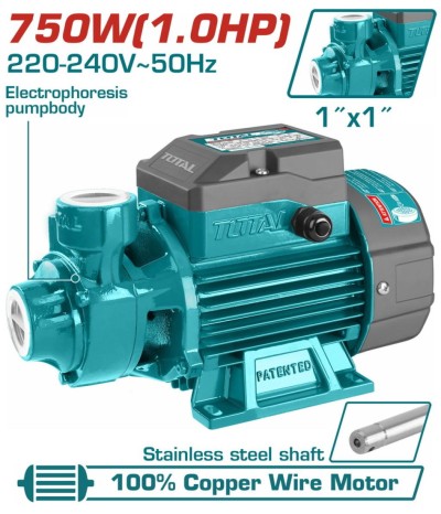 TOTAL BOMBA DE AGUA PERIFÉRICA 1,0HP 750W TWP17506 Total Herramientas Oficial