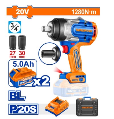 WADFOW CHAVE DE IMPACTO MOTOR SEM ESCOVA 20V 1280NM WCD1B128  Total Herramientas Oficial
