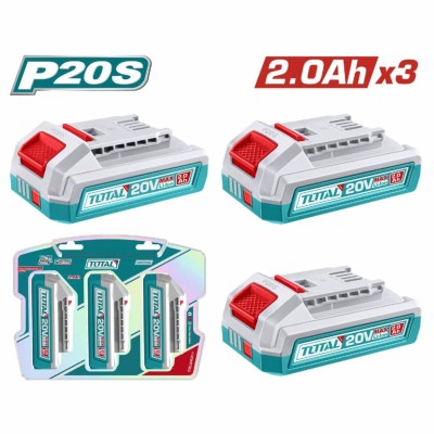 TOTAL KIT DE BATERIA 20V 2.0AH 3PCS  TOSLI240311 Total Herramientas Oficial