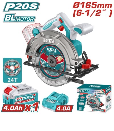 TOTAL SERRA CIRCULAR 20V MOTOR SEM ESCOVAS  TSLI16523 Total Herramientas Oficial