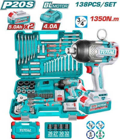 TOTAL KIT DE FERRAMENTAS CHAVE DE IMPACTO THKTHP41383 138PCS Total Herramientas Oficial