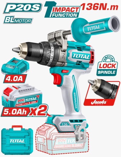 TOTAL PARAFUSADEIRA DE IMPACTO 20V TIDLI201368 136NM 2B  Total Herramientas Oficial