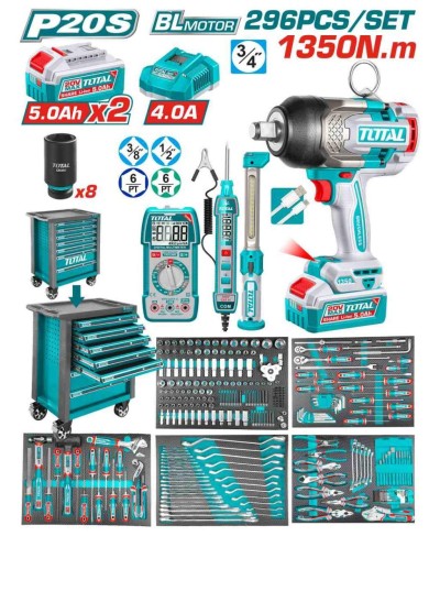 TOTAL KIT DE FERRAMENTAS  296PCS THPTCS82962 Total Herramientas Oficial