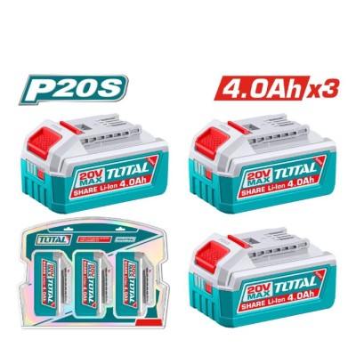 TOTAL CONJUNTO DE 3 BATERIAS DE 20V 4.0AH TOSLI251296 Total Herramientas Oficial