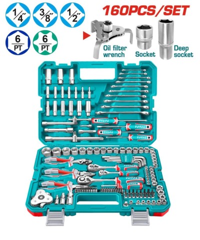 TOTAL KIT DE FERRAMENTAS COMBINADAS 160PCS  THKTHP61607  Total Herramientas Oficial