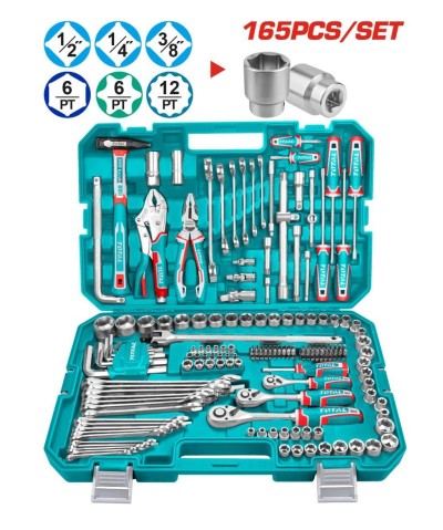 TOTAL KIT DE FERRAMENTAS COMBINADAS 165PCS  THKTHP61657  Total Herramientas Oficial