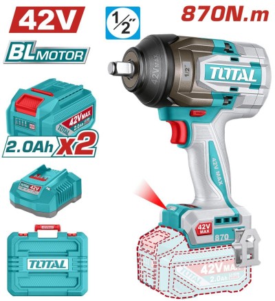 TOTAL CHAVE DE IMPACTO 42V 870NM TIWLI42862  2B  Total Herramientas Oficial