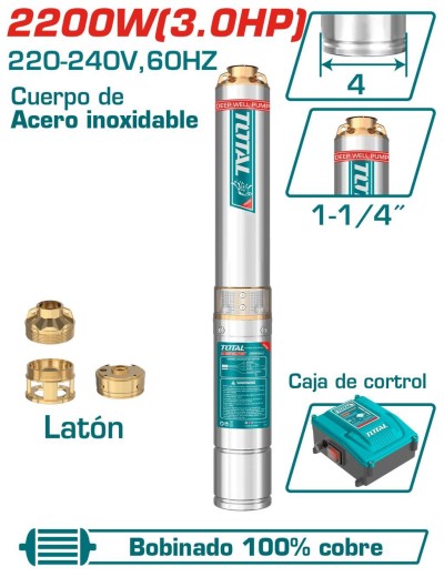TOTAL BOMBA DE ÁGUA 2200W 3HP  TWP522006-5 180M  Total Herramientas Oficial