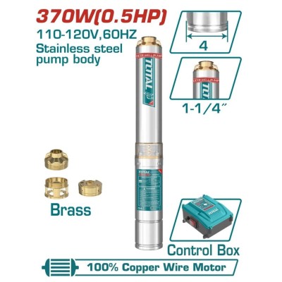 TOTAL BOMBA DE ÁGUA 0.5HP 370W  UTWP53706  48M  Total Herramientas Oficial