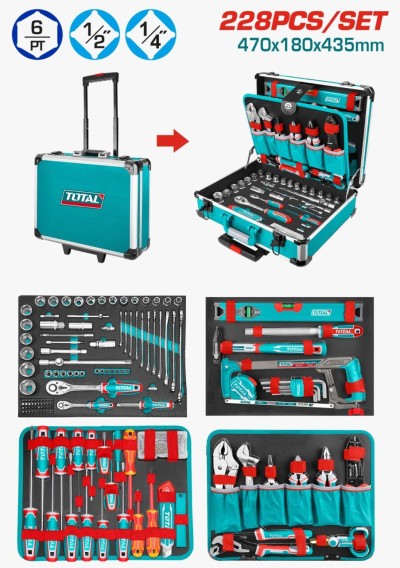 TOTAL CONJUNTO DE FERRAMENTAS MANUAIS 228PCS  THKTHP62287  Total Herramientas Oficial