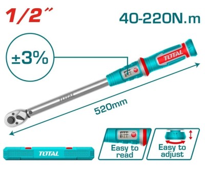 TOTAL CHAVE DE  TORQUE 40-220NM  THPTW1220N6 Total Herramientas Oficial
