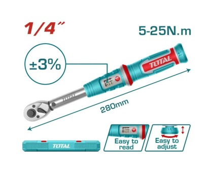 TOTAL CHAVE DE TORQUE PRÉ-AJUSTÁVEL 5-25NM THPTW1425N8 Total Herramientas Oficial
