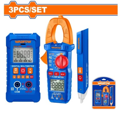 WADFOW CONJUNTO DE MULTÍMETRO DIGITAL + DETECTOR + AMPERÍMETRO DE PINÇA  3PCS  WDM94022  Total Herramientas Oficial