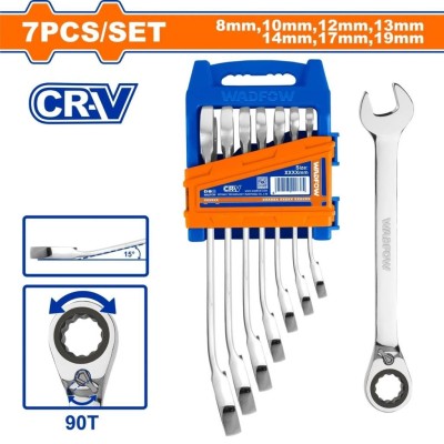 WADFOW JOGO DE CHAVES DE CATRACA REVERSÍVEIS  7PCS  WSP8207  Total Herramientas Oficial