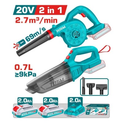 TOTAL COMBO 2PCS  SOPRADOR + ASPIRADOR 20V  TOSLI240999 Total Herramientas Oficial